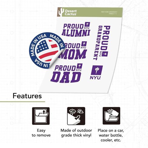 Desert Cactus New York University Sticker NYU Violets Vinyl Decal Laptop Water Bottle Car Scrapbook (Family Full Sheet) in Saudi Arabia