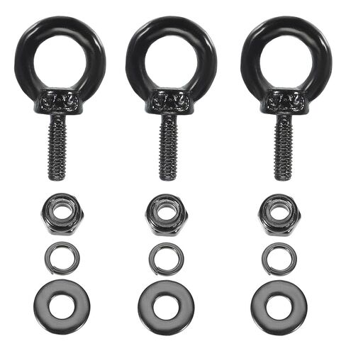 PATIKIL M8x15mm Lifting Shoulder Eye Bolt, 6Pcs 304 Stainless Steel Lifting Ring Threaded Eyebolt with Hex Lock Nut/Lock Washer/Flat Washer for Hanging Hammocks Articles, Black in Saudi Arabia