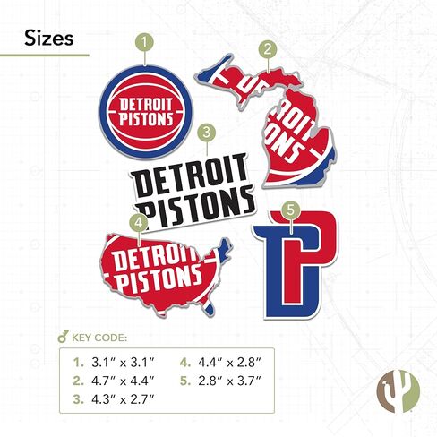 Desert Cactus Detroit Pistons Sticker NBA Officially Licensed Vinyl Decal Laptop Water Bottle Car Scrapbook (Type 2-3) in Saudi Arabia