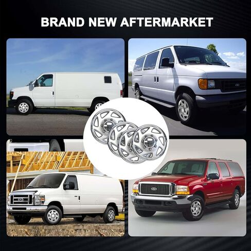 أغطية عجلات الكروم متوافقة مع Ford Van E150 E250 E350 1992-2014؛ Ford Truck 1998-2025 16 بوصة 8 العروة 16 بوصة أغطية العجلات الفولاذية مجموعة من 4 عبوات (كروم وفضي) in Saudi Arabia