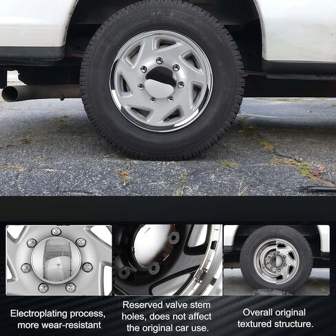 أغطية عجلات الكروم متوافقة مع Ford Van E150 E250 E350 1992-2014؛ Ford Truck 1998-2025 16 بوصة 8 العروة 16 بوصة أغطية العجلات الفولاذية مجموعة من 4 عبوات (كروم وفضي) in Saudi Arabia