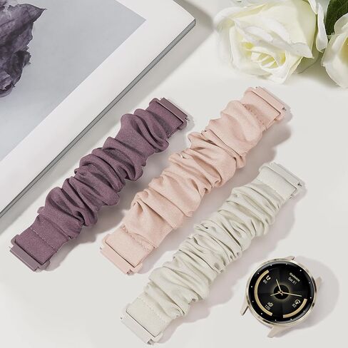 أربطة سكرانشي قابلة للتمدد متوافقة مع Garmin Venu 3S/Venu 2S، شريط مطاطي رياضي من النايلون 18 مم لـ Vivoactive 4S/Vivomove 3S/Forerunner 255S/Forerunner 265S للنساء والرجال (3 عبوات) in Kuwait