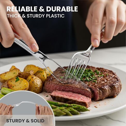 240 Count Extra Heavy Duty Clear Plastic Forks, Solid and Durable Premium Disposable Forks - BPA-Free & Heat Resistant Plastic Cutlery Utensils for Parties, Events and Everyday Use in Saudi Arabia