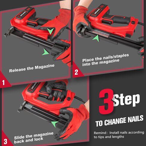 KITLUCK Brad Nailer، مسدس كهربائي 2 في 1 120 فولت / مسدس أظافر مع 1400 قطعة من المسامير المستقيمة مقاس 18 و400 قطعة من دبابيس التاج الضيقة للأعمال الخشبية، والمشروعات اليدوية، والنجارة والمفروشات الخفيفة in Kuwait