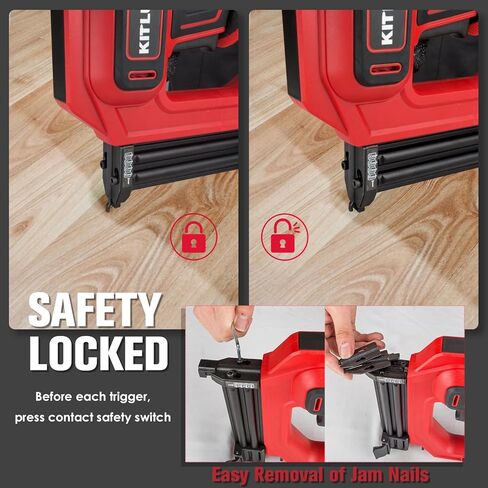 KITLUCK Brad Nailer، مسدس كهربائي 2 في 1 120 فولت / مسدس أظافر مع 1400 قطعة من المسامير المستقيمة مقاس 18 و400 قطعة من دبابيس التاج الضيقة للأعمال الخشبية، والمشروعات اليدوية، والنجارة والمفروشات الخفيفة in Kuwait