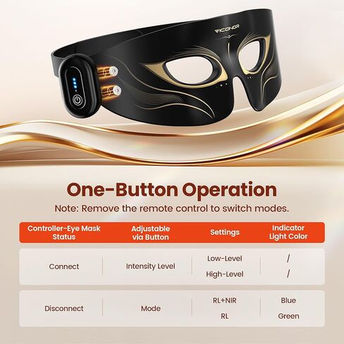 العلاج بالضوء الأحمر للعيون، العلاج بالضوء الأحمر بالأشعة تحت الحمراء لحقيبة العين، عدم تسرب الضوء 630 نانومتر الضوء الأحمر و850 نانومتر جهاز العلاج بالضوء الأحمر بالأشعة تحت الحمراء للتجاعيد، قناع العين بالضوء الأحمر مع جهاز تحكم عن بعد قابل لإعادة الشحن in Kuwait