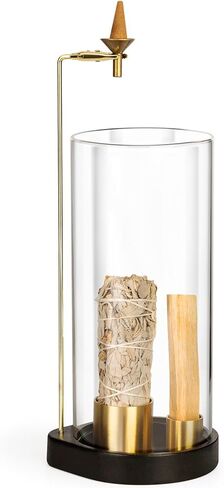 مبخرة بخور كبيرة، مبخرة فحمية، حامل بخور معدني من اللبان لليوجا، العلاج العطري في المنتجعات الصحية، هدايا ديكور المكتب والمنزل، بطول 10.2 سم (أسود) in Kuwait