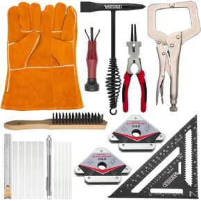 أدوات لحام VASTOOLS MIG، 10 قطع، مطرقة تقطيع، قفازات لحام جلدية، مربع السرعة، مشبك لحام، حامل حجر الصابون، مغناطيس لحام، كماشة ويلبرز، مخرطة فوهة MIG، فرشاة سلكية in Kuwait