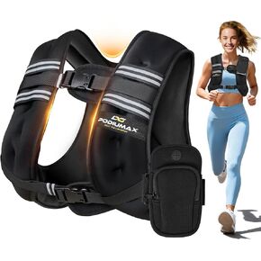 سترة PodiuMax المرجحة للنساء، 6 رطل/8 رطل/12 رطل/16 رطل/20 رطل/25 رطل/30 رطل مع أشرطة قابلة للتعديل وحقيبة هاتف، مقاس مريح، سترة نسائية مرجحة للمشي، تدريب القوة، الجري، بناء العضلات، فقدان الوزن in Kuwait