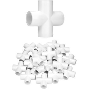 QWORK 4 Way 3/4" Cross PVC Fitting, 20 Pack PVC Fitting Connector, Furniture Grade, for Building Furniture and PVC Structures, White in Kuwait