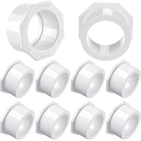 10 قطع 2 بوصة × 1-1/2 بوصة وصلة أنابيب جلبة مخفض PVC لتوصيل السباكة (حنفية × مقبس) ضغط PVC Sch 40 متين للاستخدام المنزلي أو الصناعي in Kuwait