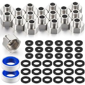 Shimeyao 8 Pcs Brass Water Line Adapter Pipe Fittings in 1/2" Female to 3/8" Male Reducer Adapter Compression Fitting for Bathroom Faucet Supply Hose Pipe Connector with Rubber Washer in Kuwait