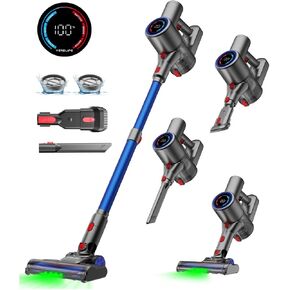 مكنسة كهربائية لاسلكية VersLife Z8، شفط طاقة 40 كيلو باسكال/500 وات، شاشة LED، مكنسة كهربائية خفيفة الوزن 6 في 1 مع ضوء LED أخضر، ترشيح 6 مراحل، قائمة بذاتها لسجاد الأرضيات الصلبة من شعر الحيوانات الأليفة in Kuwait