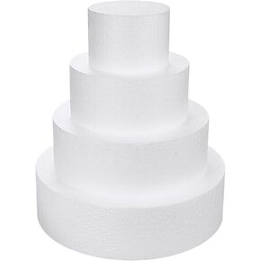 4 Tiers Foam Cake Dummies 4" 6" 8" 10", White Dummy Cakes Styrofoam Sets, 12 Inch Tall Fake Cake, Dummy Cake for Wedding Cake Supplies Decorating Birthday Wedding Display in Kuwait