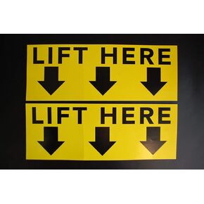 ملصق من الفينيل Lift Here (عبوة من قطعتين) 10 بوصة × 3.75 بوصة علامة أمان للاستخدام الداخلي والخارجي مقاومة للماء قابلة للتقشير والعصا (X2PS82) in Kuwait