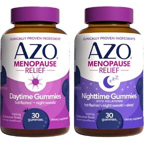 AZO Menopause Relief Gummies Daytime & Nighttime Bundle (60 Ct) – Estrogen‑Free Support for Hot Flashes, Night Sweats & Better Sleep, Menopause Symptom Relief for Day and Night* in Kuwait