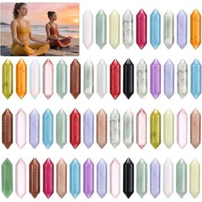 60 Pcs Natural Crystal Hexagonal Wand Stones Set, 1.26 in Genuine Crystals Bulk Worry Stones, Polished Gemstone for Chakra Balancing, Meditation, DIY Jewelry in Kuwait
