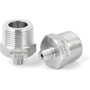 2 pack 3/4 to1/8male adapter,NPT3/4Male-NPT1/8Male nipple,Heavy-duty threaded pipe fitting, stainless steel304. in Kuwait