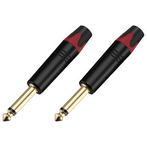 2PCS Mono Jack 6.35MM Connector 1/4 Inch 6.3MM Male Plug Soldering Wire Connector Brass Microphone Plug Connector(Red) in Kuwait