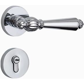 Bedroom Door Lock Simple Indoor Magnetic Silent zinc Alloy Handle Lock Door Handle Silver Split Wooden Door Lock(Bright to 7250 Three Prong Lock Body) in Kuwait