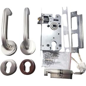 قفل باب غرفة النوم من الفولاذ المقاوم للصدأ قفل سبليت مزدوج منحني قفل صامت نوع مقبض الباب المغناطيسي قفل ميكانيكي حديث (الصنفرة) in Kuwait