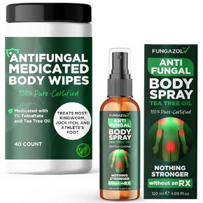 Terramed Just Think Comfort Powerful Antifungal Care Bundle with Tea Tree Oil Spray and Body Wipes for Jock Itch, Athlete’s Foot, Ringworm and Itchy Skin Relief in Kuwait