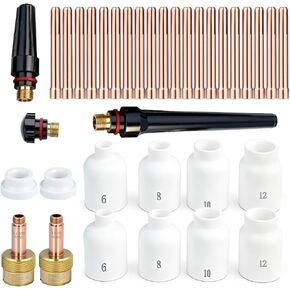 100 Pcs TIG Welding Torch Kit Consumables for WP-17/18/26, Includes Alumina Nozzles, Stubby Gas Lens, Collets, Glass Cup for Arc Welder Accessories Set in Saudi Arabia