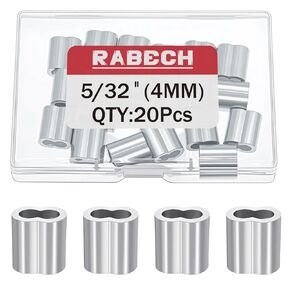 5/32 Inch Aluminum Crimping Loop Sleeve 5/32" 4MM Cable Ferrules Crimp Loops Sleeves for Wire Rope (Pack of 20Pcs) in Kuwait