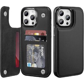 Bizzib for iPhone 17 Pro Wallt Case مع حامل البطاقة ، فتحات بطاقات Pu pu pu pu ، تسقط حالة غلاف وعرة مقاومة للوقاية من Apple iPhone 17 Pro 6.3 2025 ، Black in Kuwait