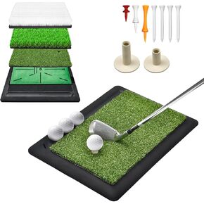 (Enlarged 4-in-1, Heavy Duty) Golf Hitting Mats, New Golf Bunker Mat with Swing Path Feedback, 4 Replaceable Mats Include Fairway, Rough, Track Mat and Bunker, with Non-Slip Heavy Duty Rubber Base in Saudi Arabia