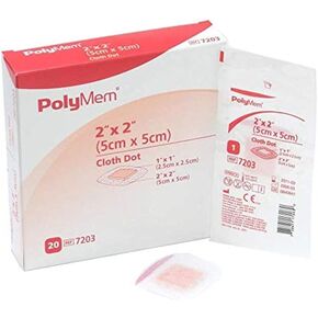 PolyMem Cloth Island Wound Dressing, Sterile, Foam, 2' X 2' Adhesive, 1' X 1' Pad, 7203 (Box of 20) in Saudi Arabia