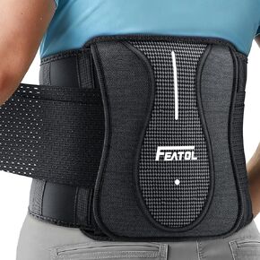 FEATOL Back Brace for Lower Back Pain Relief with Removable Support Pad, Adjustable Dual Lumbar Support for Men Women, Herniated Disc, Sciatica & Strain, Scoliosis, Size L/XL 29.8"-38.6" in Kuwait