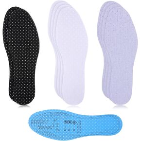 5 Pairs Unisex Breathable Shoe Insoles Inserts, Thin Shoe Pads Inserts Soft Cushioning Double-Layer Latex Foam Perforated Replacement Insoles for Men 5-11 Woman 1-8(Black, White, Grey) in Kuwait