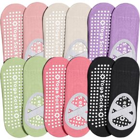 6 أزواج من جوارب البيلاتس للنساء من ihuan، جوارب يوجا غير قابلة للانزلاق مع قبضة وحزام للرقص والباليه وتمارين اللياقة البدنية (5-9) in Kuwait