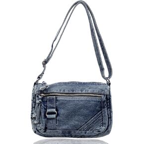 محفظة LEESION من قماش الدنيم للنساء، حقيبة من قماش الدنيم، حقيبة كتف، حقيبة كروس، حقيبة يد عصرية عصرية للاستخدام اليومي والسفر in Kuwait