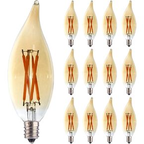 6 Pack E12 Candelabra LED Bulb 20 Watt Equivalent, 2W Clear 2700K Soft Warm White Light Bulbs, CA10 C32 Flame Tip LED Filament Candle Bulbs for Pendant Chandelier Ceiling Fan Wall Sconces in Kuwait