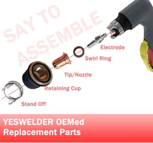 مجموعة المواد الاستهلاكية لقاطع البلازما IPT40 مكونة من 24 قطعة | متوافق مع YESWELDER CUT 55DS Pro/CUT 65DS | أقطاب/أطراف من النحاس والفولاذ المقاوم للصدأ (القطب الكهربائي، الفوهة، غطاء التثبيت) in Kuwait