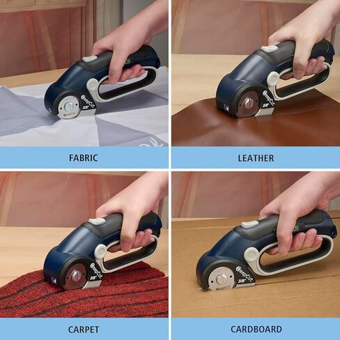 ZEITE Deepcut 3/8" Electric Cardboard Cutter,Cordless Scissors with LED Light,Storage Box,Rechargeable Powerful Rotary Box Cutter with 2 Blades for Thick Cardboard, Fabric, Carpet, Leather in Kuwait