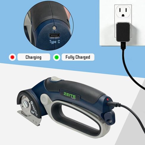 ZEITE Deepcut 3/8" Electric Cardboard Cutter,Cordless Scissors with LED Light,Storage Box,Rechargeable Powerful Rotary Box Cutter with 2 Blades for Thick Cardboard, Fabric, Carpet, Leather in Kuwait