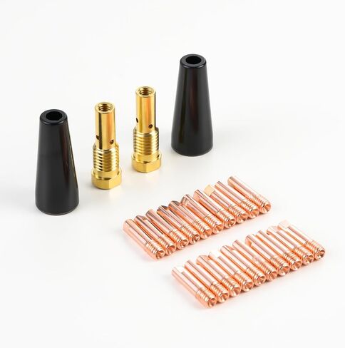 24 قطعة من رؤوس فوهة الغاز بدون غاز MIG Welding Gun Kit K3493-1 ملحقات بديلة متوافقة مع مجموعة Lincoln FC90/80GL Forney Titanium .035 بوصة (0.9 مم) in Kuwait