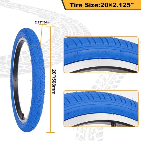 20 x 2.125 Inch Bicycle Tires and Tubes, 20 Inch Bike Tire Folding Replacement Tires Schrader Valve with 2 Tire Levers Fits for MTB Tire, BMX Tire, Kids Bike Tire 2 Sets Blue in Saudi Arabia