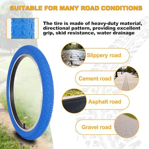 20 x 2.125 Inch Bicycle Tires and Tubes, 20 Inch Bike Tire Folding Replacement Tires Schrader Valve with 2 Tire Levers Fits for MTB Tire, BMX Tire, Kids Bike Tire 2 Sets Blue in Saudi Arabia