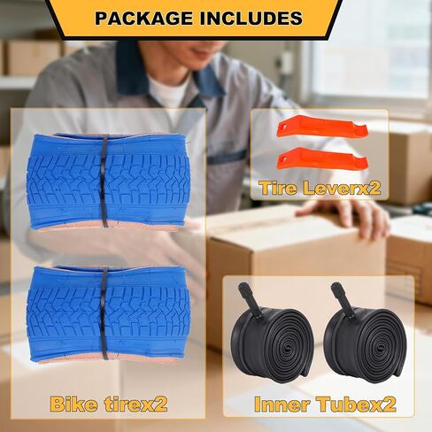20 x 2.125 Inch Bicycle Tires and Tubes, 20 Inch Bike Tire Folding Replacement Tires Schrader Valve with 2 Tire Levers Fits for MTB Tire, BMX Tire, Kids Bike Tire 2 Sets Blue in Saudi Arabia