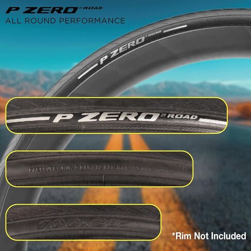 Pirelli P Zero Road Bike Tire 28-622 (700x28c) - Tube Type Bicycle Tire, Durable All-Round Performance, High Grip, Clincher Tire for Road Cycling - EVO Compound, TechBELT Construction w/Keychain in Saudi Arabia