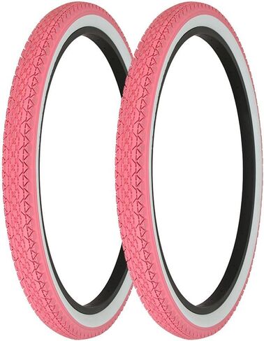 دراجة مقاس 26 بوصة × عرض 2.125 إطارين (زوج واحد) AL-1333 جدار جانبي وردي/أبيض بتصميم ماسي in Kuwait