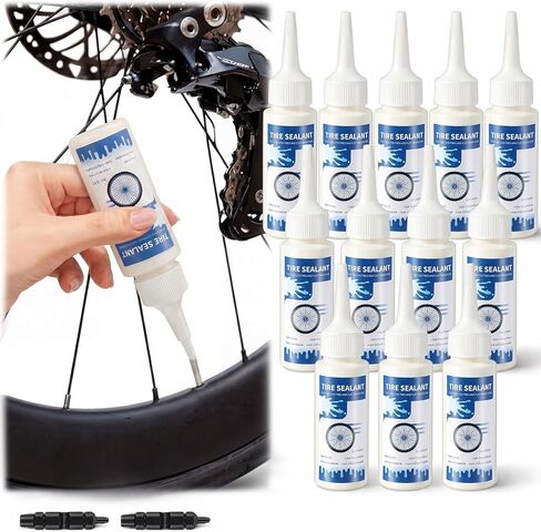 Threlaco 12 Pcs Tubeless Tire Sealant Tubeless Sealant 2oz Per Bottle Long-Lasting for MTB Mountain, Road, Gravel, Cyclocross, Commuter Bikes, Bike No Tubes Tires. No Tire Removal in Saudi Arabia
