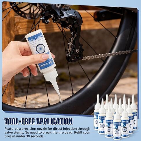 Threlaco 12 Pcs Tubeless Tire Sealant Tubeless Sealant 2oz Per Bottle Long-Lasting for MTB Mountain, Road, Gravel, Cyclocross, Commuter Bikes, Bike No Tubes Tires. No Tire Removal in Saudi Arabia