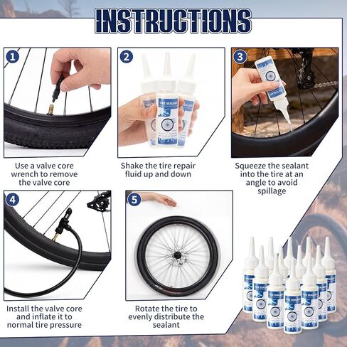 Threlaco 12 Pcs Tubeless Tire Sealant Tubeless Sealant 2oz Per Bottle Long-Lasting for MTB Mountain, Road, Gravel, Cyclocross, Commuter Bikes, Bike No Tubes Tires. No Tire Removal in Saudi Arabia