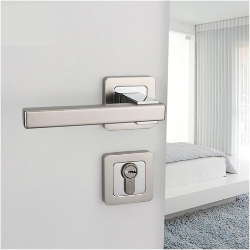 Modern Simple Door Lock Indoor Mechanical Door Lock Set Lock Magnetic Silent Handle Lock(Matt blackbright Chrome) in Kuwait