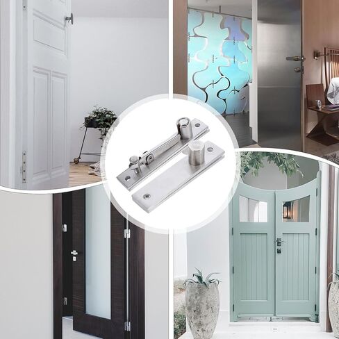 Holibanna Adjustable Stainless Steel Hidden Door Pivot Hinge Heavy Duty Revolving Hinge for Wood Doors with Silver Finish, Suitable for Commercial and Residential Use in Kuwait